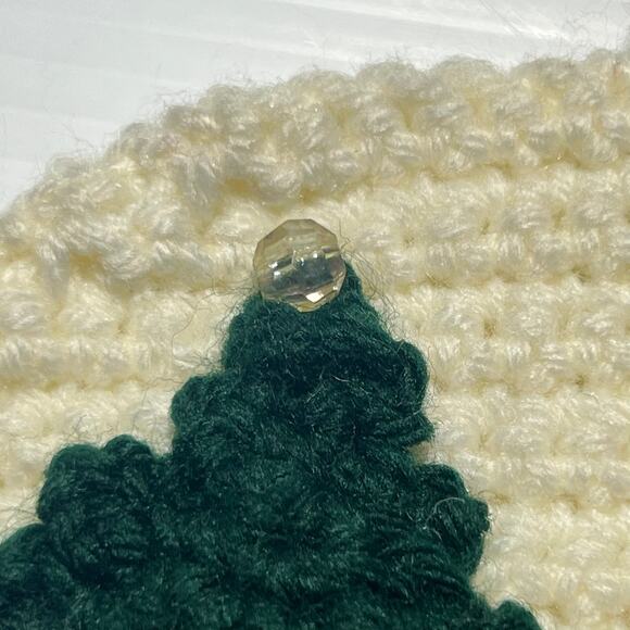 Vintage Retro Crochet Christmas Stocking Santa Fuzzy Beard Handmade 12 Inches - Picture 6 of 7